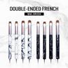 French Nail Brush, YIHUALE 2 Way French Gel Acrylic Nail Art Kolinsky Brush With Dotting Tool for Professional Manicure Cuticle Clean Up Nail Art Design- White And Black (16#, Black and White) view 3