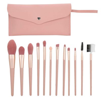 Draliance Makeup Brushes 12pcs Professional Makeup Brush Set Super Soft Synthetic Bristle for Powder Blush Concealers Lip Eye Shawdow Contouring and Highlighting with Storage Case (Pink)