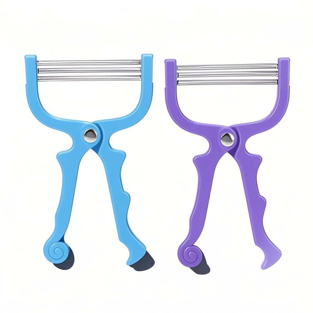 ZJchao 2pcs Spring Hair Remover, Stainless Steel Face Epilator Spring Threading for Women Face, Chin Hair, Upper Lip Hair, Mustache