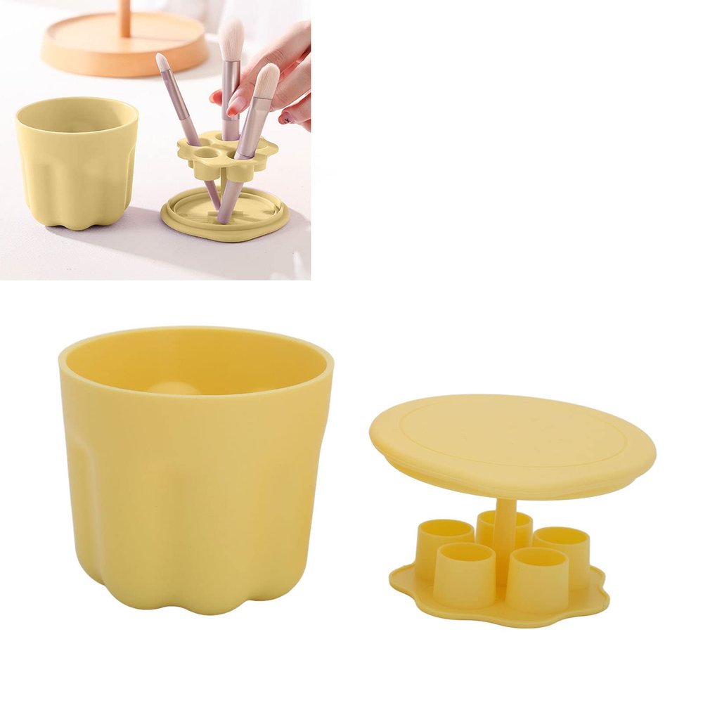 Makeup Brush Cleaning Cup, Makeup Brush Cleaner, Efficient Cosmetic Brush Washing Container Soft TPR Cleaning Mat Cosmetic Brush Cleaner Tool with Drying Holder Cover