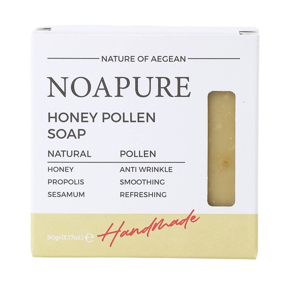 NOA PURE - Natural Honey Pollen Bar Soap - Handmade Vegan Soap with Premium Essential Oils for Face, Hand & Body - Moisturizing Cold Pressed Soap with All Natural Ingredients to Nourish and Soften