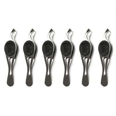 6 Pack Precision Stainless Steel Slant Tweezers Eyebrow Removal Angled Tip Grip