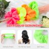 AUEAR Hair Scrunchies, 12 Pack Neon Color Solid Hair Ties Ponytail Hair Bands Scrunchy for Women Girls Hair Accessories, 80s 90s Style, Yellow, Green, Pink, Orange view 4