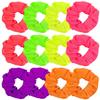 AUEAR, 12 Pack Neon Scrunchies, Pink Green Orange Purple red Yellow Elastic Bright Color Solid Hair Ties Ponytail Bands Scrunchy for Women Girls Accessories 80's 90's Party view 1