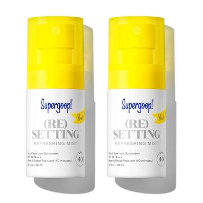 Supergoop! (Re setting Refreshing Mist - 1 fl oz, Pack of 2 - SPF 40 PA+++ Facial Mist - Sets Makeup, Refreshes UV Protection & Helps Filter Pollution - Light, Natural Scent