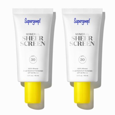Supergoop! Mineral Sheerscreen SPF 30 PA+++, 1.5 fl oz - Pack of 2 - Mineral, Broad Spectrum Face Sunscreen + Primer + Helps Filter Blue Light - Satin Finish - For All Skin Types