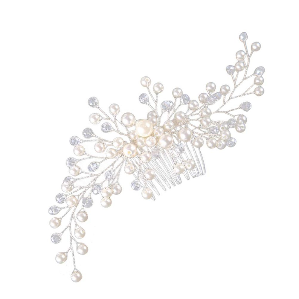 ABOOFAN Flower Bridal Hair Comb Elegant Rhinestone Headpiece for Weddings Versatile Hair Accessories for Brides and Bridesmaids for Engagements and Special Occasions White