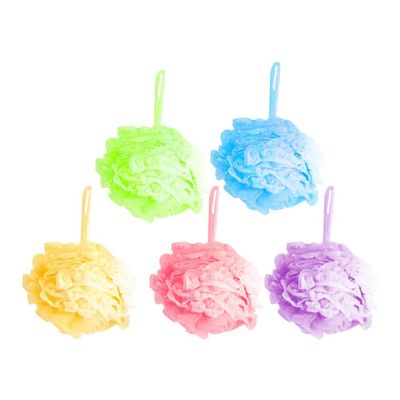 LALAFINA 5pcs Soft Lace Mesh Shower Bath Pouf Exfoliating Bath Sponge for for Daily Skin Care and Relaxation
