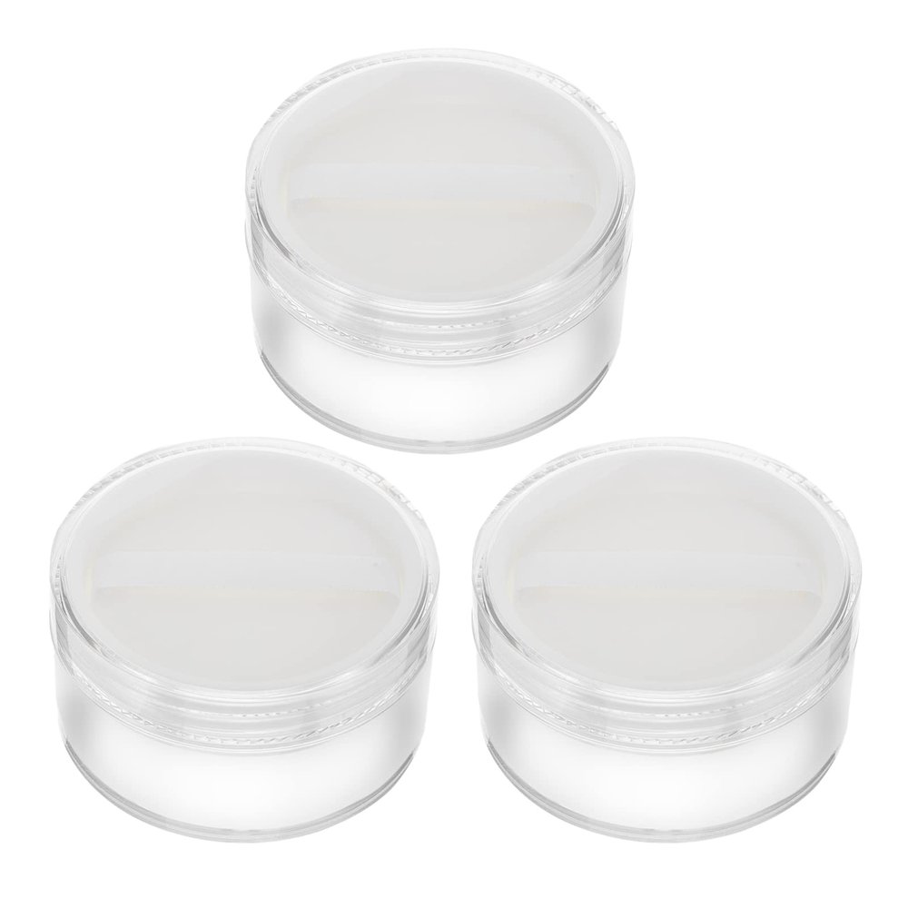 KALLORY Leakproof Makeup Powder Puff Case 3pcs Mini Travel Size Powder Container Portable Compact for Cosmetics