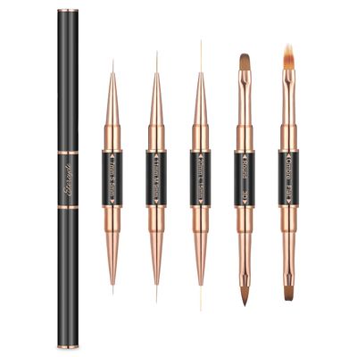 Double-Ended Acrylic Nail Art Brushes Set, Etercycle Gel Polish Nail Art Design Pen Painting Tools Nail Art Liner Brush and Nail Dotting Pen for Acrylic Application Salon at Home DIY Manicure  (black 1)