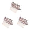 LALAFINA 3pcs Women Rhinestone Bridal Hair Comb Rose Gold Elegant Side Combs for Wedding Hair Accessories for Brides and Bridesmaids Design view 1
