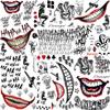 GOROMON 6 Sheets The Joker Temporary Tattoos For Halloween Makeup Kit, Suicide Squad Joker Tattoos Stickers For Women Men Adults, Damaged Tattoo Joker Hand Smile Face Poker Prisoner Costume Skull Set view 1