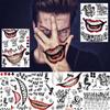 GOROMON 6 Sheets The Joker Temporary Tattoos For Halloween Makeup Kit, Suicide Squad Joker Tattoos Stickers For Women Men Adults, Damaged Tattoo Joker Hand Smile Face Poker Prisoner Costume Skull Set view 3