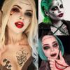 GOROMON 6 Sheets The Joker Temporary Tattoos For Halloween Makeup Kit, Suicide Squad Joker Tattoos Stickers For Women Men Adults, Damaged Tattoo Joker Hand Smile Face Poker Prisoner Costume Skull Set view 4