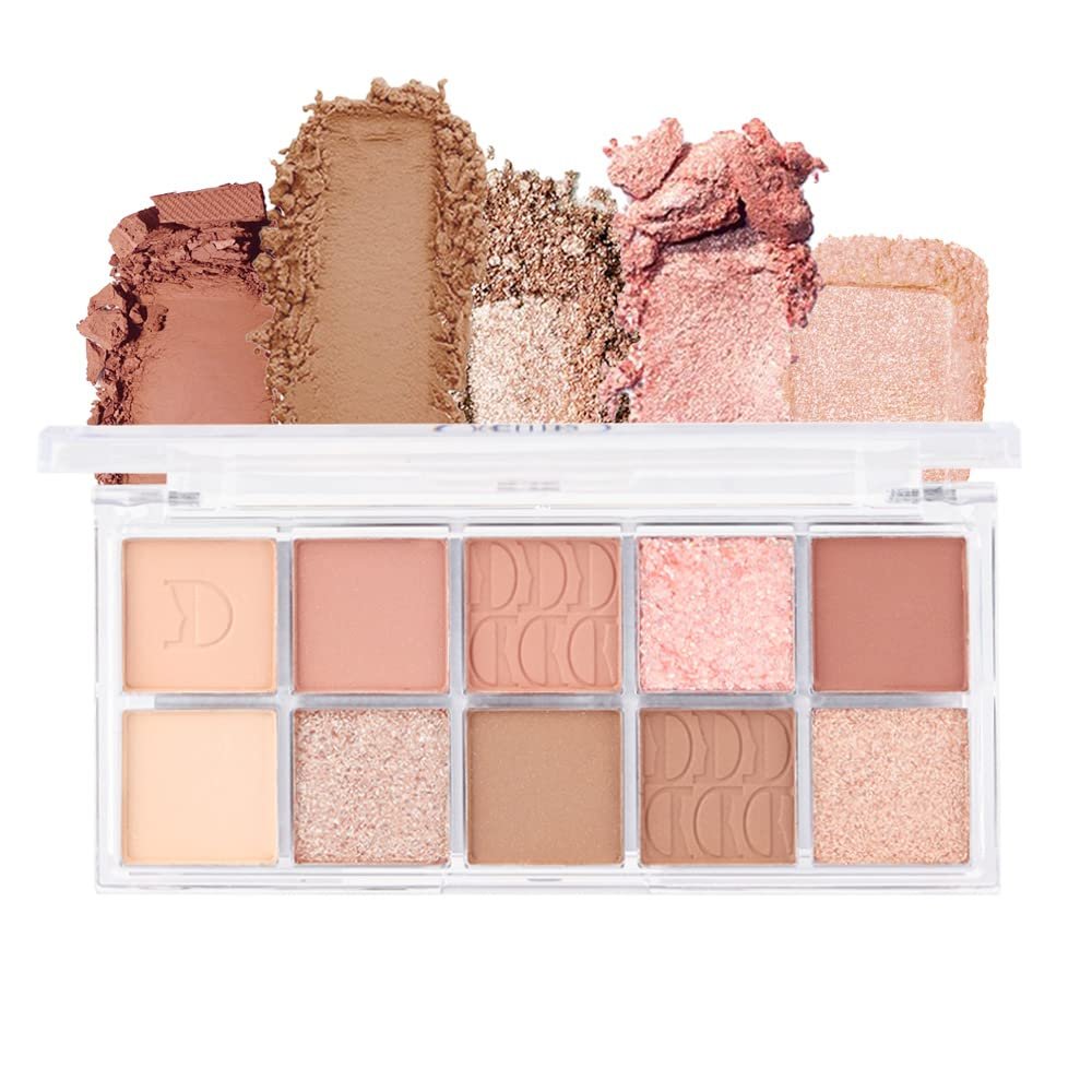10 Color Nude Eyeshadow Palette with Matte and Shimmer Shades  Brown, Champagne, Rose Gold, Peach, Copper, Tan, Caramel  Blendable Neutral Warm Tones for Natural or Smokey Eye Makeup (12)