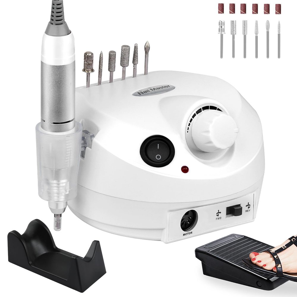 Acrylic Nail Drill-Electric Nail Drill 30000 RPM Electric Nail File with Foot Pedal E File Manicure Set, Nail Grinder for Gel Nails Efile with Drill Bits