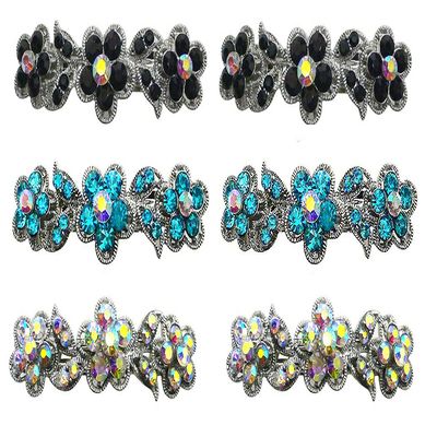JCGY Set of 6-6 Count - Hair Barrettes Small French Clip Barrettes Sparkly Crystals 6 Colors 1338-6d4