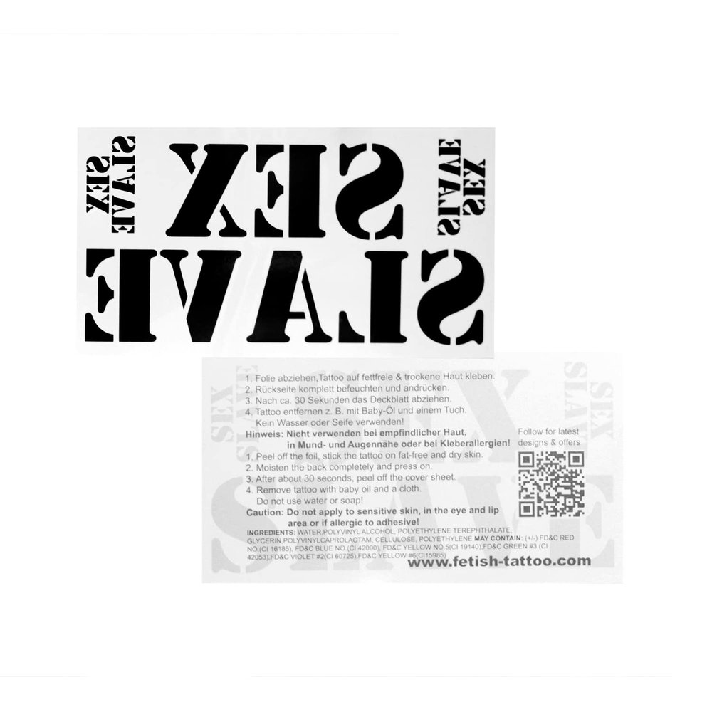 10 x Sex slave tattoo - Large and small lettering in black - Sexy Kinky Fetisch Tattoo (10)