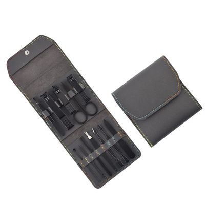 ABOOFAN Black Outfit Manicure Pedicure Set Stainless Steel Professional Nail Clippers Kit Nail Scissors Nail File Travel Grooming Kit Gift for Men Women Travel Home (Grey) Black Nail Clippers