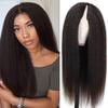 180% U/V Part Kinky Straight Human Hair Wig No Leave Out Glueless Wig Peruvian Remy V Part Yaki Straight Human Hair Wig For Women view 1