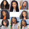 180% U/V Part Kinky Straight Human Hair Wig No Leave Out Glueless Wig Peruvian Remy V Part Yaki Straight Human Hair Wig For Women view 4