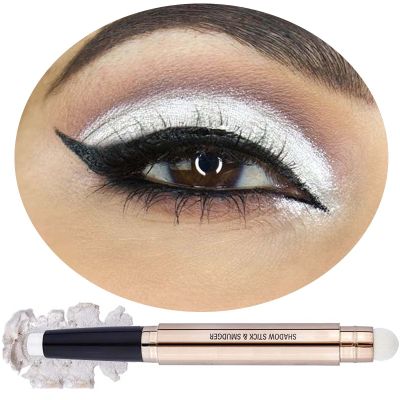 Daeuwiutr White Eyeshadow Stick MakeupCream Shimmer Smooth Glitter Eye Shadow Pencil Base Primer Palette, Waterproof Long Lasting EyeShadow Pen White Liner, Highlighter Stick Dimensional Eyes Look 01