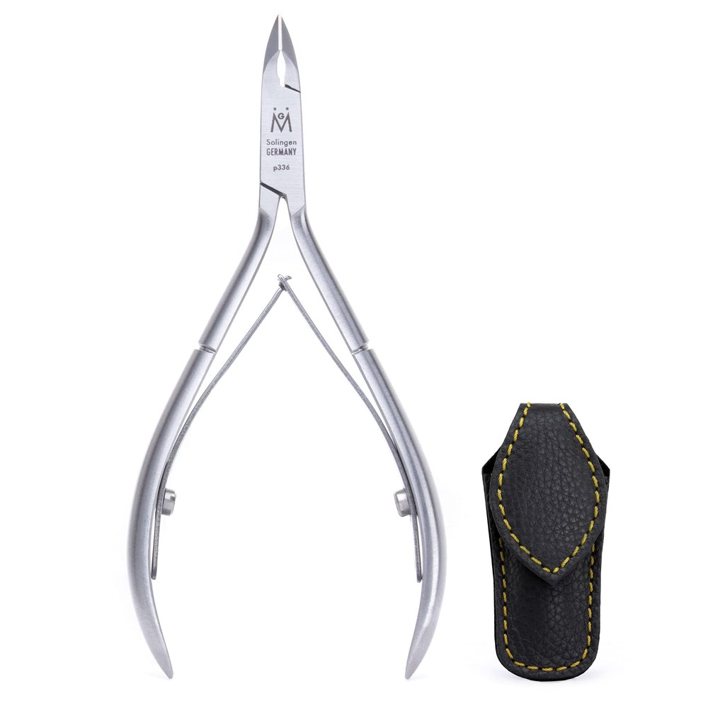 GERMANIKURE Luxury Cuticle Nipper in Leather Case, Double Sharpened, Ethically Made in Solingen Germany
