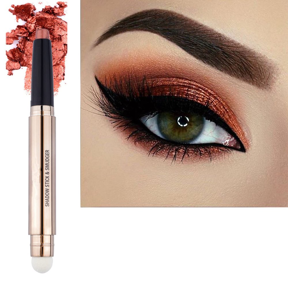 Daeuwiutr Thriving Eye Shadow Sticks Smooth Cream Eyeshadow Pencil Hypoallergenic Waterproof Long Lasting Eyeshadow Highlighter Stick Makeup Single Pen Crayon (Copper Shimmer 05#)
