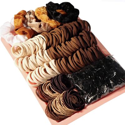 GUOXI Hair Scrunchies For Women,Brown Accessories Set,Seamless Nylon Soft Elastic Ties,Ropes Ponytail Holder Bands Thick and Curly805PCS