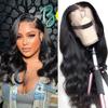 13x4 Body Wave Lace Front Wigs Human Hair Pre Plucked HD Transparent Lace Frontal Wig with Baby Hair 180 Density 9A Glueless Brazilian Virgin Human Hair Lace Front Wigs for Women 20 Inch Natural Black view 1