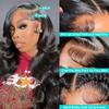 13x4 Body Wave Lace Front Wigs Human Hair Pre Plucked HD Transparent Lace Frontal Wig with Baby Hair 180 Density 9A Glueless Brazilian Virgin Human Hair Lace Front Wigs for Women 20 Inch Natural Black view 2