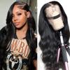 13x4 Body Wave Lace Front Wigs Human Hair Pre Plucked HD Transparent Lace Frontal Wig with Baby Hair 180% Density 9A Glueless Brazilian Virgin Human Hair Lace Front Wigs for Women Natural Black 22Inch view 1