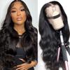 13x4 Body Wave Lace Front Wigs Human Hair Pre Plucked HD Transparent Lace Frontal Wig with Baby Hair 180% Density 9A Glueless Brazilian Human Hair Lace Front Wigs for Black Women Natural Black 28 Inch view 1
