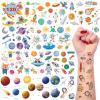 120+ Pieces Space Temporary Tattoos for Kids, 24 Sheets Planet Birthday Party Decoration, Rocketship Universe Sun Moon Tattoos Sticker for Children Boys Party Favors Supplies view 1
