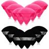12 Pieces Cosmetic Powder Puff,2.76 inch Portable Soft Sponge Setting Face Puffs,Triangle Velvet Powder Puff with Ribbon Band Handle for Loose Powder Body Powder Makeup Tool(Black,Rose Red) view 1