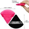 12 Pieces Cosmetic Powder Puff,2.76 inch Portable Soft Sponge Setting Face Puffs,Triangle Velvet Powder Puff with Ribbon Band Handle for Loose Powder Body Powder Makeup Tool(Black,Rose Red) view 3