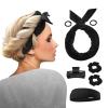 Heatless Extra Long 61" Velour Curling Ribbon Kit for Women - No Heat Cotton Overnight Curls Headband Soft Curling Rod You Can Sleep In (Black) view 1
