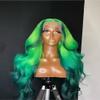 180%Density Highlight Green Wig Ombre Lace Front Wig Human Hair Wigs For Black Women Human Hair Lace Front Loose Body Wave Wig(22inch, Highlight Green) view 2