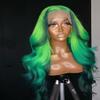 180%Density Highlight Green Wig Ombre Lace Front Wig Human Hair Wigs For Black Women Human Hair Lace Front Loose Body Wave Wig(20inch, Highlight Green) view 1