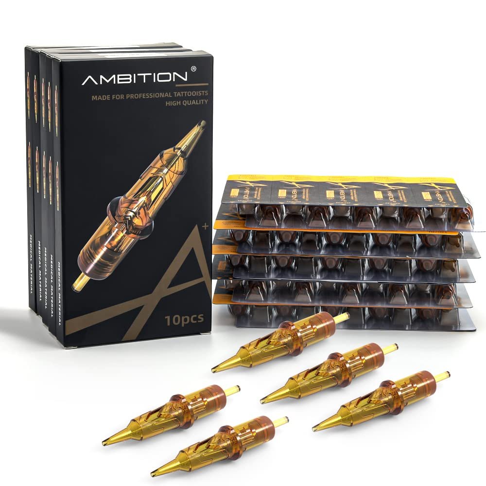 Ambition Glory Tattoo Cartridges #12 Standard 9RL Needles Disposable 50pcs 0.35mm 9 Round Liner for Rotary Tattoo Machine Supply
