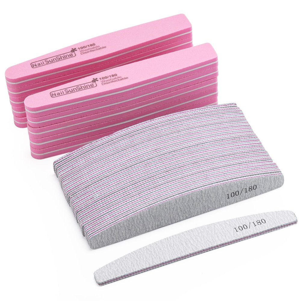 35 Count 100/180 Grit Nail Files and Buffers Set, Double Sided Emery Boards Washable Buffing Blocks for Natural Nails and Acrylic Nails