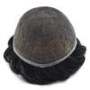 Toupee For Men HAIR WONDERS 100% Human Hair Breathable Full Swiss Lace Mens Hair Units Front Bleached Knots Mens Toupee Replacement System Natural Looking Hairline Mens Hair Pieces (8''*10'', #240 2# DARKEST BROWN WITH 40% SYNTHETIC GREY-100% light t view 3