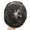 Toupee For Men HAIR WONDERS 100% Human Hair Breathable Full Swiss Lace Mens Hair Units Front Bleached Knots Mens Toupee Replacement System Natural Looking Hairline Mens Hair Pieces (8''*10'', #240 2# DARKEST BROWN WITH 40% SYNTHETIC GREY-100% light t view 4