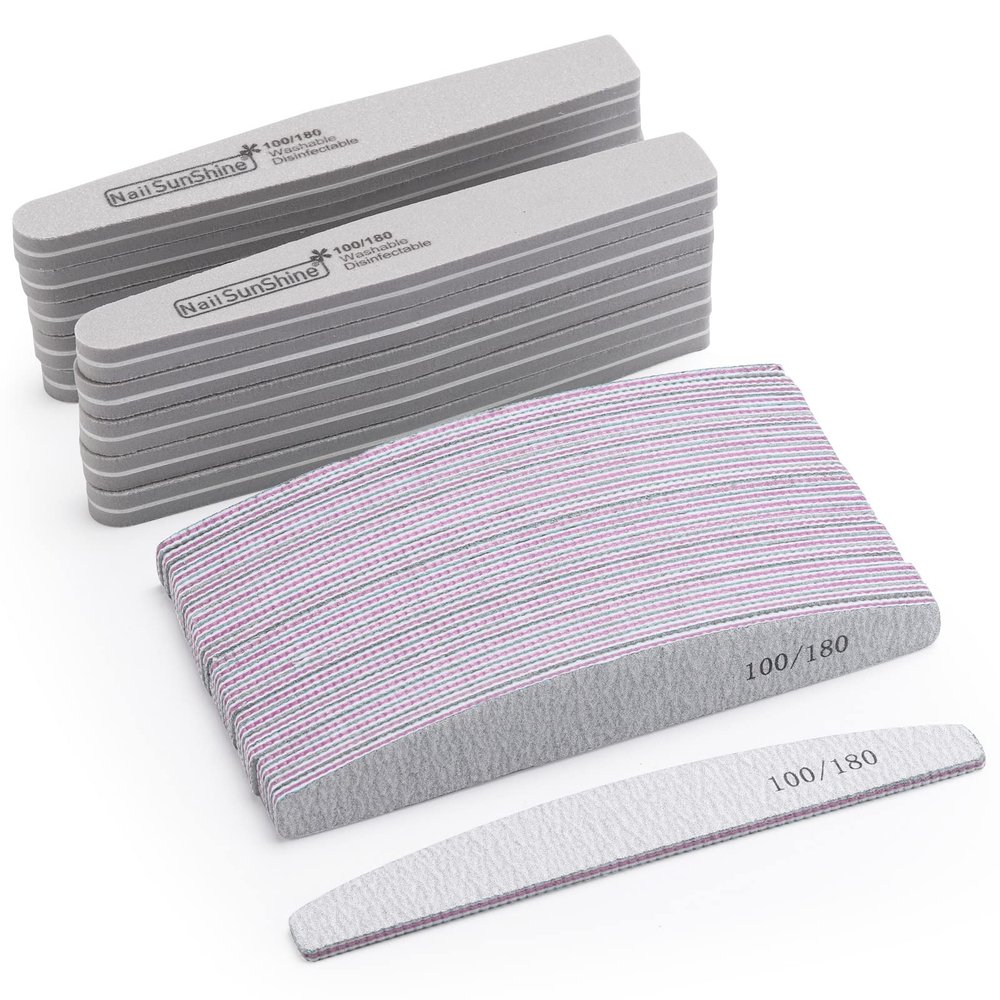 35 Count 100/180 Grit Nail Files and Buffers for Acrylic Nails, Washable Nail Buffer Double Sided Emery Boards Manicure Tools for Nail Tech