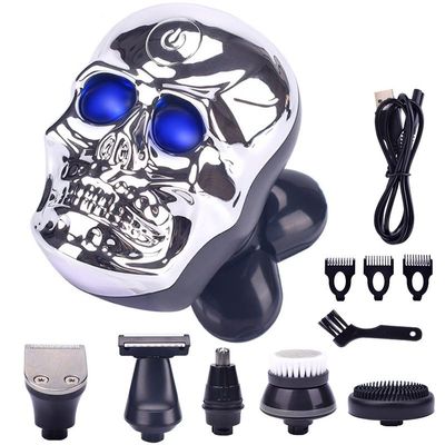 Head Shavers for Bald Men, 6in1 Electric Shavers for Men Skull Shaver Razor 5 blades USB Rechargeable Men's Shaver Barber Beard Trimmer Razors Shaving Machine (Color : Sliver)