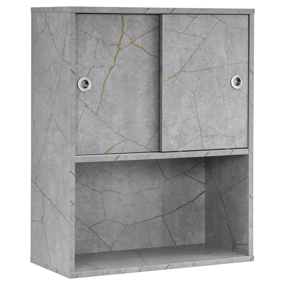 BarberPub Wall Mounted Barber Shampoo Station Storage Cabinet Salon Beauty Spa Equipment for Barber Salon Shop(Gold&Grey) 7136