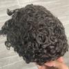 SIMBEAUTY Indian Remy Human Hair Curl Toupee 10x8inch for Men with Men Hair System Replacement Wig (#4 (Medium Brown) 20mm Curl) view 2