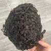 SIMBEAUTY Indian Remy Human Hair Curl Toupee 10x8inch for Men with Men Hair System Replacement Wig (#4 (Medium Brown) 20mm Curl) view 4