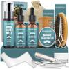Beard Kit,Beard Grooming Kit for Men W/Straight Razor,2 PACK Beard Oil, Wash, Balm, Brush, Comb, Scissors Mens Birthday Christmas Gifts for Men Boyfriend Husband Beard Trimming Shaving Kit view 1