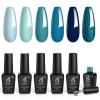 Beetles Blue Teal Gel Polish Set - Dark Navy Turquoise & Jewel Tone Collection Sparkle Gel Polish, Soak Off UV LED Manicure Kit for DIY Nail Art Gift for Girls Women view 1